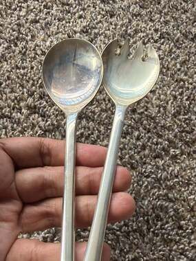 Vintage FB Rogers Italy Silver-Plated Salad Serving Spoon and Fork Set